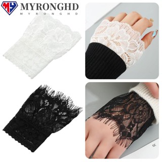 Myronghd 1 คู่ ปลอกแขนปลอม ป้องกันแดด รอยแผลเป็น ปลอกแขนตกแต่ง ลูกไม้ ข้อมือ