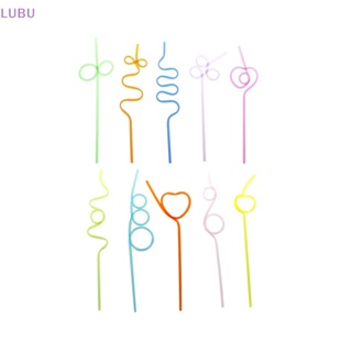 Lubu หลอดดูดน้ําพลาสติก หลากสี 10 ชิ้น