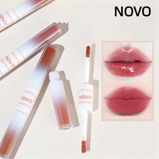 Novo ลิปสติก ลิปกลอส เนื้อแมตต์ สองหัว ไม่จางหาย สีขาว ไม่ติดแก้ว