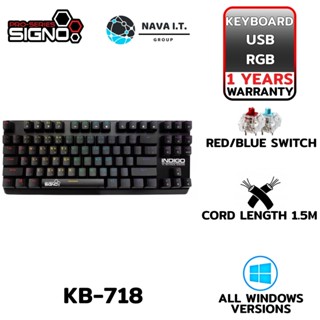 COINSคืน15%⚡FB9JMZV6⚡ SIGNO KEYBOARD (คีย์บอร์ด) SIGNO รุ่น KB-718 MECHANICAL (BLUE/RED) OPTICAL SWITCHES(EN/TH)รับปร...