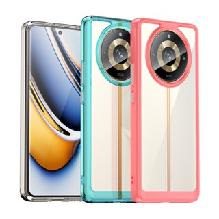 สําหรับ Realme 11 Pro Plus / Realme 11 เคส ELVEV กันกระแทก สีสันสดใส PC โปร่งใส + เคสป้องกันกล้อง TPU นิ่ม