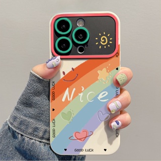 เคสโทรศัพท์มือถือ ป้องกันเลนส์กล้อง กันกระแทก สีรุ้ง สําหรับ iPhone 14 Pro Max Plus 13 12 11 XS Max XR X