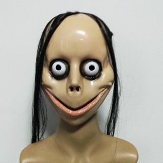 Spot second hair# New Halloween horror long hair MOMO mask ball show all-round props funny mask spot 8.cc