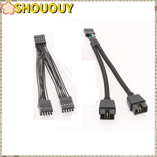 Shououy สายเคเบิลต่อขยาย USB ไนล่อน ทองแดง HD 10 ซม. 9 Pin 1 Female To 2 Male DIY สําหรับเมนบอร์ดคอมพิวเตอร์ PC