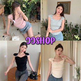 JJ Shop​💜​พร้อมส่ง เสื้อกล้ามไหมพรม แขนเสื้อ2ชั้น แถมสายมุก "T041" -C