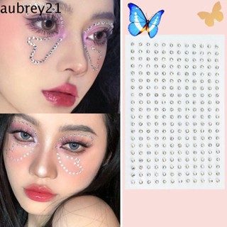 Aubrey1 สติกเกอร์คริสตัล ไข่มุก พลอยเทียม รูปหัวใจ 3D สําหรับตกแต่งเล็บ DIY