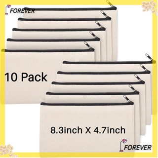 Forever กระเป๋าผ้าแคนวาสเปล่า มีซิป 8.2x4.7 นิ้ว สําหรับเดินทาง DIY 10 ชิ้น