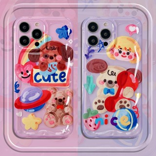 เคสป้องกันโทรศัพท์มือถือ แบบนิ่ม ลายภาพวาดสีน้ํามัน รูปหมี สําหรับ Apple iPhone 13promax 14pro 14 13 12 11 Pro Max XS XR 6 8 7 Plus