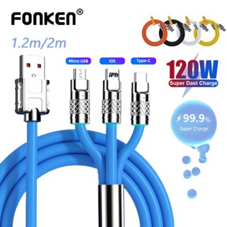 Fonken 3 in 1 สายชาร์จ Micro USB Type C 120W 6A 1.2 ม. 2 ม.