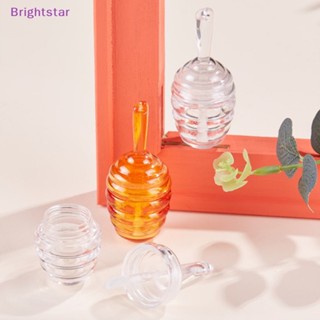 Brightstar ขวดพลาสติกใส ลายรังผึ้ง สีเหลืองอําพัน สําหรับใส่ลิปกลอส 9 มล.