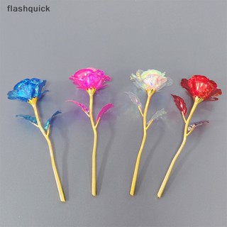 Flashquick ดอกกุหลาบประดิษฐ์ ชุบทอง 24K ของขวัญวันวาเลน