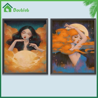 【Doub X ✮】ภาพวาดสีน้ํามัน ตามตัวเลข รูปดวงจันทร์ เด็กผู้หญิง สําหรับตกแต่งผนังบ้าน DIY ✮