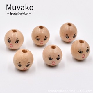 Muvako ลูกปัดไม้ ทรงกลม 18 มม. พร้อมรู สําหรับทําเครื่องประดับ DIY 100 ชิ้น