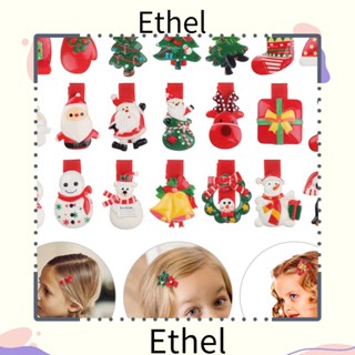 Ethel1 กิ๊บติดผมเรซิ่น ลายคริสต์มาส ของขวัญ สําหรับเด็กผู้หญิง 1 คู่