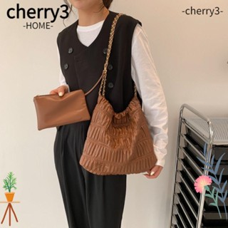 Cherry3 กระเป๋าถือ กระเป๋าสะพายไหล่ หนัง PU นิ่ม ความจุขนาดใหญ่ 5 สี สําหรับผู้หญิง