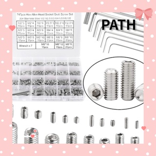 Path ชุดสกรูหัวซ็อกเก็ตหกเหลี่ยม สเตนเลส 304 M2 M2.5 M3 M4 M5 M6 M8 747 ชิ้น