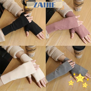 Zaijie24 ถุงมือผ้ากํามะหยี่ แบบครึ่งนิ้ว ไร้นิ้ว แฟชั่น ให้ความอบอุ่น แบบพกพา