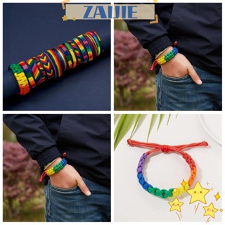 Zaijie24 LGBT สร้อยข้อมือเชือกถัก สีรุ้ง อินเทรนด์ สไตล์มิตรภาพ