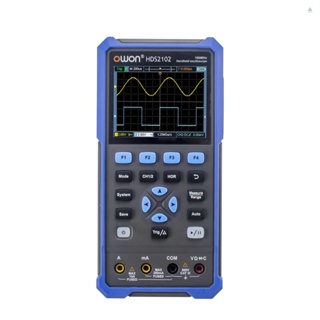 Tmt OWON HDS2102 มัลติมิเตอร์ดิจิทัล แบบมือถือ 100MHz 500MSa/s ช่องคู่ RMS 20000 นับ 3.5 นิ้ว หน้าจอ LCD ชาร์จได้ Type-C