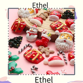 Ethel1 สติกเกอร์เรซิ่น ลายคริสต์มาส DIY สําหรับติดตกแต่งโทรศัพท์มือถือ กิ๊บติดผม 10 ชิ้น