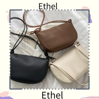 Ethel1 กระเป๋าสะพายไหล่ สะพายข้าง หนัง PU ความจุขนาดใหญ่ สีพื้น สําหรับผู้หญิง