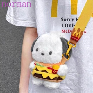 Norman กระเป๋าสะพายไหล่ สะพายข้าง ผ้ากํามะหยี่ขนนิ่ม ลายการ์ตูน Pochacco Hamburger น่ารัก ปรับได้ สําหรับผู้หญิง