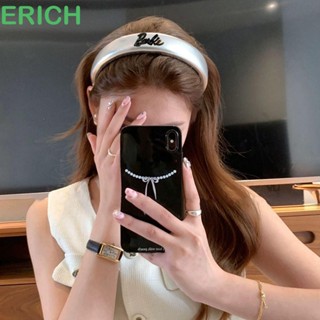 Erich ที่คาดผมหนัง PU ลายตัวอักษร สีเงิน หรูหรา สําหรับตุ๊กตาบาร์บี้ Y2k