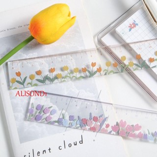 Alisond1 ไม้บรรทัดอะคริลิคใส ลายดอกทิวลิป 15 ซม. อเนกประสงค์ สําหรับแบ่งโรงเรียน