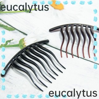 Eucalytus1 กิ๊บติดผมหางม้า แบบพกพา สีดํา สําหรับเด็กผู้หญิง 4 ชิ้น