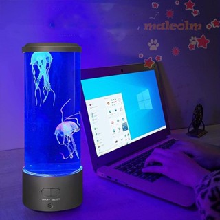 Malcolm โคมไฟกลางคืน Led รูปแมงกะพรุน ชาร์จ Usb สําหรับตกแต่งตู้ปลา ของขวัญวันเกิด