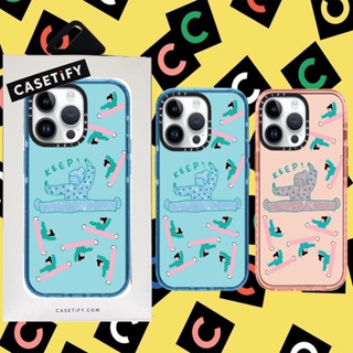 Casetify 【แยกเด็กผู้หญิง】เคสโทรศัพท์มือถือ ซิลิโคนนิ่ม TPU ใส กันกระแทก ลายตัวอักษร แต่งกลิตเตอร์ มีลายด้านข้าง สําหรับ iPhone 11 12 13 14 Pro Max