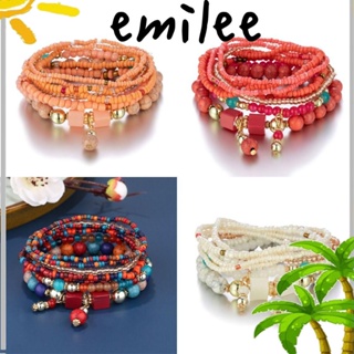 Emilee สร้อยข้อมือ ลูกปัดเทอร์ควอยซ์ อะคริลิค หลายชั้น สไตล์โบฮีเมียนวินเทจ โบฮีเมียน สําหรับผู้หญิง