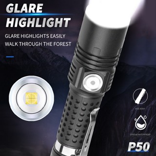 XHP50 Flashlight Zoomable USB 3Modes Super Bright Anti-slip Camping Torch