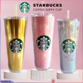 starbucks แก้วเก็บความเย็นเปลี่ยนสี แก้วน้ำ Durian Tumbler แก้วน้ำพลาสติกพร้อมหลอดและโลโก้ ถ้วยนำกลับมาใช้ใหม่ได้ Brilliant Cup (twinkle.th)