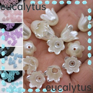 Eucalytus1 จี้ลูกปัดไข่มุกเทียม อะคริลิค รูปดอกไม้ สําหรับตกแต่งสร้อยคอ สร้อยข้อมือ 200 ชิ้น