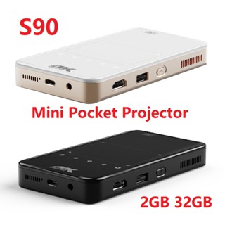 S90 โปรเจคเตอร์ DLP ขนาดเล็ก แบบพกพา 2GB 32GB Android 9.0 5 BT4.2 4K HD Beamer Home Cinema LED Video Proyector VS P09
