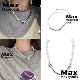 Maxg สร้อยคอโชคเกอร์ ประดับไข่มุก สไตล์พังก์ ฮิปฮอป สําหรับผู้หญิง