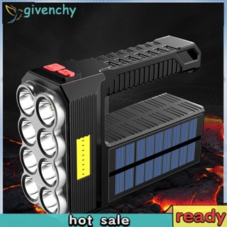 [givenchy1.th] ไฟฉาย Led 8 ดวง 350LM 1200mAh COB พลังงานแสงอาทิตย์ Type-C ชาร์จ USB กันน้ํา