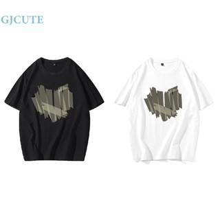 Gjcute เสื้อยืดแขนสั้น พิมพ์ลายหัวใจ ทรงหลวม โอเวอร์ไซซ์ แฟชั่นฤดูร้อน สไตล์ฮาราจูกุ สําหรับผู้หญิง WTD