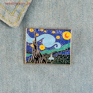 เครื่องประดับ เข็มกลัด ลาย Tweet Van Goghs Masterpiece Paings Starry Sky สไตล์โรแมนติก