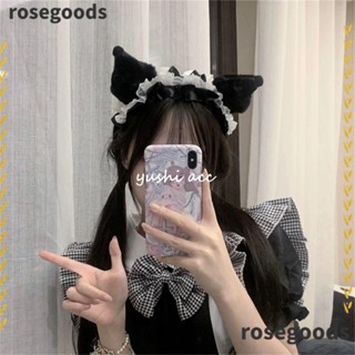 ที่คาดผม แต่งลูกไม้ รูปหูแมว สีดํา สําหรับงานพรอม ปาร์ตี้ ROSEGOODS1