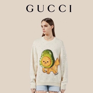 ♥ เช็คสินค้าก่อนสั่ง GUCCI KNIT SWEATER เสื้อแขนยาว เสื้อสเวตเตอร์ ผ้านิต ปักเลื่อม คริสตัล กุชชี่