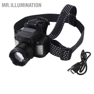 MR.ILLUMINATION ไฟฉายคาดหัวแบบชาร์จ USB ไฟหน้าแบบ LED Super Bright สำหรับการตั้งแคมป์ตกปลาตอนกลางคืน