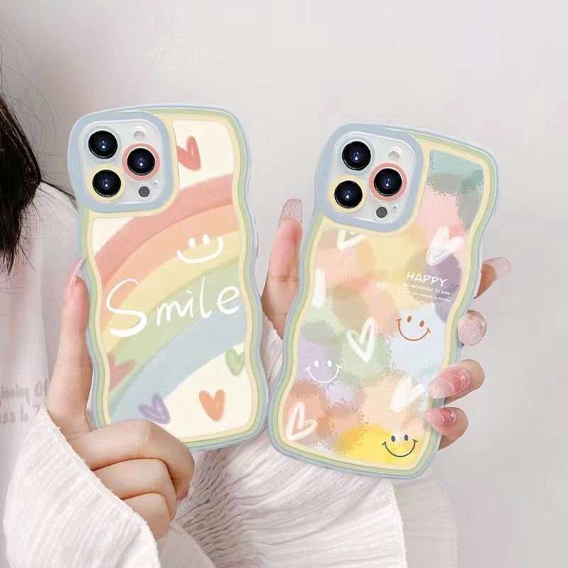 BLD| เคส สำหรับ Samsung Galaxy A04S A13 A31 A24 A34 A54 A70 A70S A71 S20 S21 FE S22 S23 Ultra Plus Soft Rainbow Smile Face Love Wave Edge Phone Case