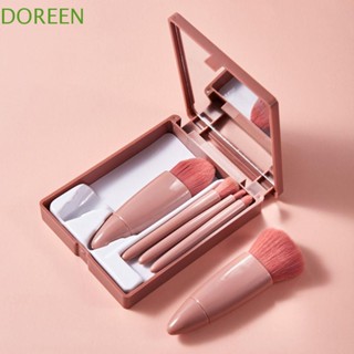 Doreen ชุดแปรงแต่งหน้า ขนแปรงไฟเบอร์นุ่ม 5 ชิ้น พร้อมกล่องกระจก สําหรับผู้หญิง