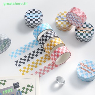 Greatshore เทปวาชิ ลายตารางหมากรุก สําหรับสมุดไดอารี่ แพลนเนอร์ DIY 1 ม้วน TH