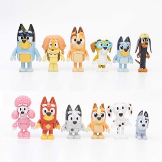 12 PCS Bluey Playtime Anime Doll Action FigureToys Collection Figures Ornament Kids Friends Gifts