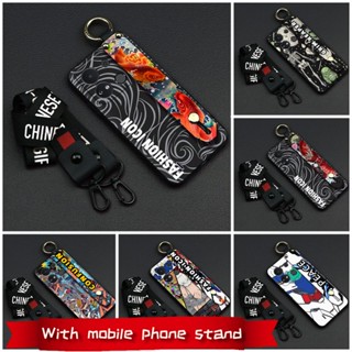 Graffiti Phone Holder Phone Case For Itel A04/A632w Dirt-resistant protective Fashion Design Wristband Lanyard personality