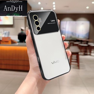 Andyh เคสโทรศัพท์มือถือแบบนิ่ม TPU ใส กันรอยกล้อง ชุบไฟฟ้า สําหรับ VIVO V23e