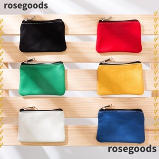 Rosegoods1 3 ชิ้น สีพื้น DIY ผ้าใบ ซิป กระเป๋าสตางค์ เด็ก กระเป๋าของขวัญ กระเป๋าใส่กุญแจ เรียบง่าย